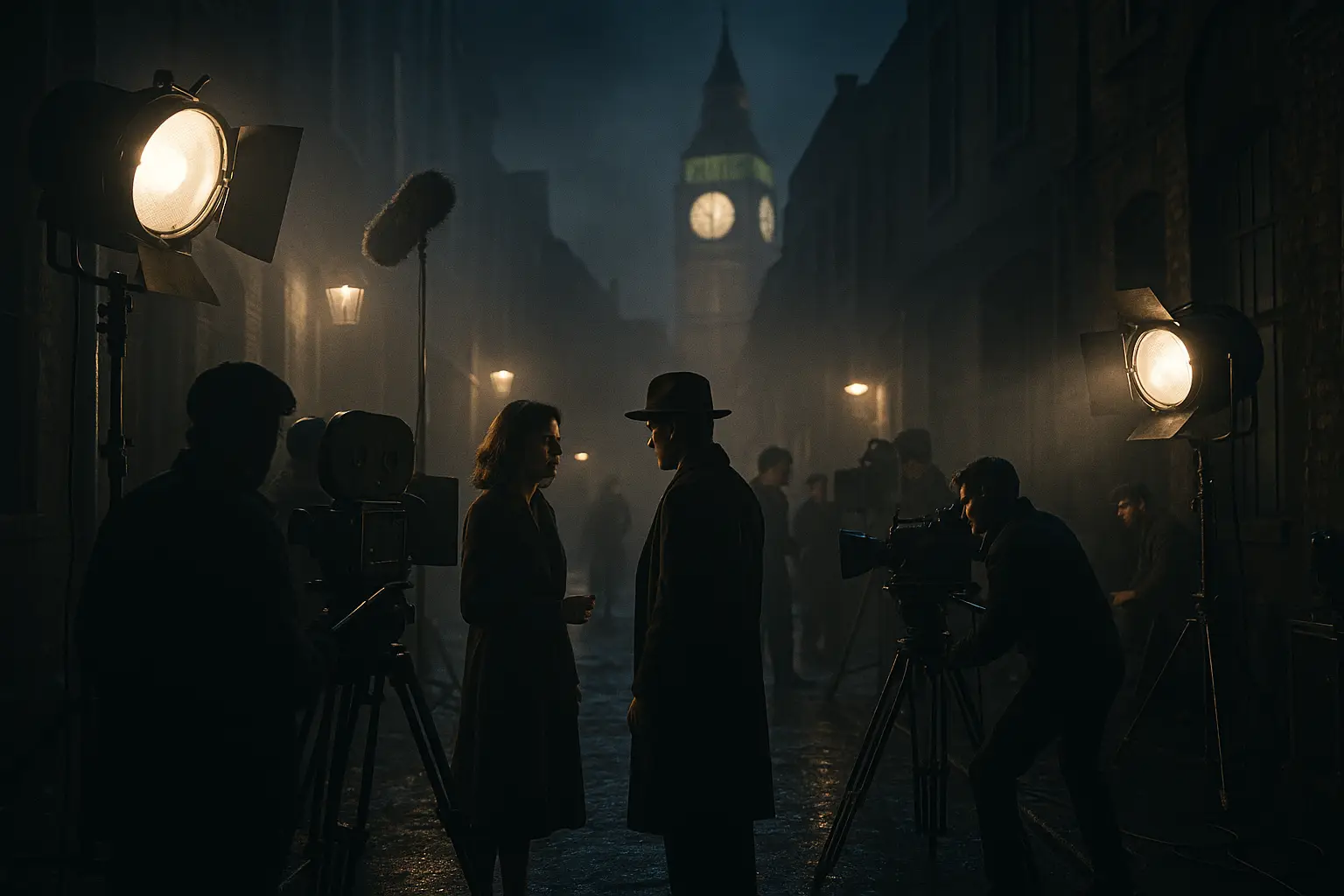 Midnight filming on MobLand TV set with tense crew